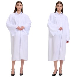 HX Graday Unisex Matte Graduation Gown,Choir Robes for Church Judge Robes Costumes Pulpit Robe Pastor Baptism White