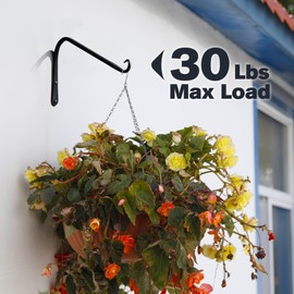 Solution4Patio 10" Plant Hanging Brackets 6-Pack - Hand-Forged Cast Iron Plants Hangers - Indoor Outdoor Wall Mount Black Hoos for Baskets, Wind Chimes, Lanterns, Bird Feeders