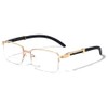 Dweebzilla Executive Half Rim Rectangular Metal & Faux Wood Buffs