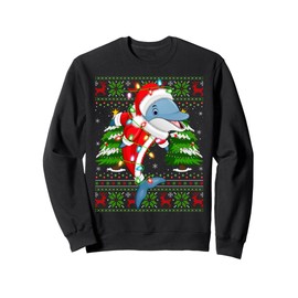 Dolphin Christmas Lights Santa Costume Ugly Xmas Sweaters Sweatshirt