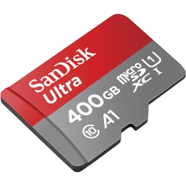 SanDisk Ultra 400GB microSDXC Memory Card + SD Adapter with A1 App Performance Up to 120 MB/s, Class 10, U1, Red/Grey