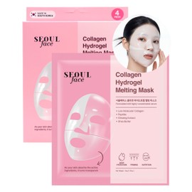DERMAL Seoul Face Collagen Hydrogel Melting Mask (4 Pack) - Korean Overnight Face Mask for Glassy Skin & Pore Care - Deep Hydration Jelly Gel Sheet with 300Da Low Molecular Collagen Ritual