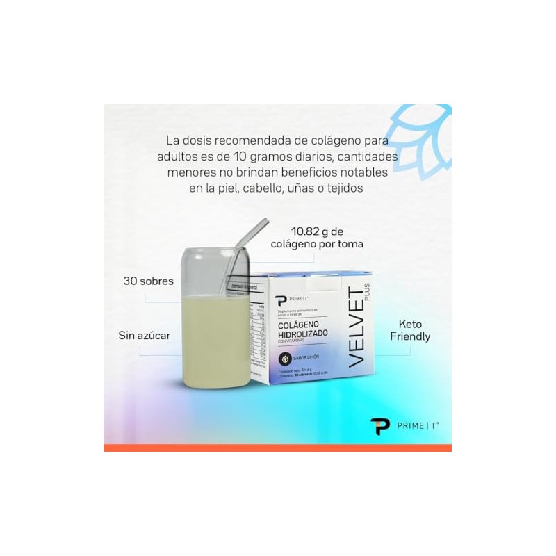 Primetech Nutrition Colágeno Hidrolizado Velvet Sobres Individuales Verisol Vitaminas Antioxidantes