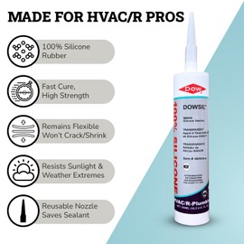DOWSIL™ White HVAC/R Silicone Sealant – High Temperature, Heat Resistant, Flexible, Multi-Surface Bonding for Refrigerators, Air Conditioners & HVAC Systems – White 305ml