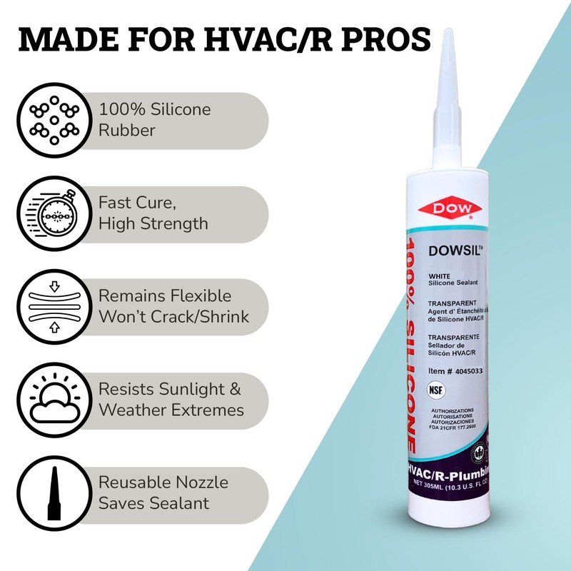 DOWSIL™ White HVAC/R Silicone Sealant – High Temperature, Heat Resistant,