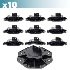 XPOtool Set of 10 stilt bearings for patios, 2700 kg, 18-28 mm, height-adjustable feet for decking, slabs and planks