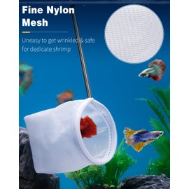 Pawfly Aquarium Shrimp Net 3 Inch Tiny Fish Tank Net with Extendable Stainless Steel Handle Soft Round Fine Net Mesh for Shrimp Baby Fish Food Residue Debris Skimming Net for Fish Tanks & Small Ponds