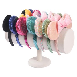 Pangkeep Headband Holder, Ear Display Stand for Girls, T-Bar Beige White Hair Band Organiser Shelf