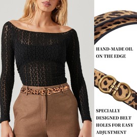 JIEDE Leopard Belts for Women Animal Print Womens Leather Belt Vintage Buckle Ladies Fashion Belt for Jeans Dress (Leopard, L - Fits Waist 36"-40")