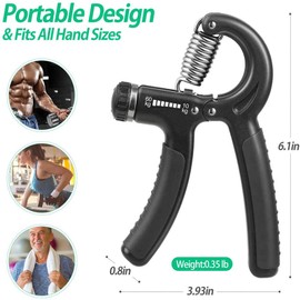 Grip Strength Trainer, Hand Grip Strengthener, Adjustable Resistance 11-132Lbs (5-60kg), Non-Slip Gripper, Perfect for Musicians Athletes and Hand Rehabilitation Exercising