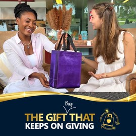 Nush Nush Set of 30 Shiny Purple Gift Bags in Bulk - Purple Reusable Gift Bags Medium Size - For Small Business As Goodie Bags, Birthday Gift Bags With Handles, Party Favor Bags, Goody Bags- 8Wx4Dx10H