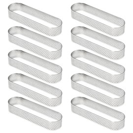 Pilikoll 10 Pcs Oval Perforated Tart Ring Set for DIY Porous Crumpet Rings