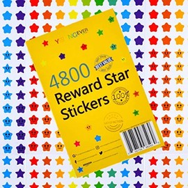 Youngever 4800 pegatinas de estrella de recompensa, 18 diseños, etiquetas de estrella para niños, calcomanías de recompensa, paquete variado, calcomanías de incentivo para suministros de profesores, suministros de aula