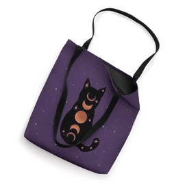 Black Crystal Witchy Cat Boho Moon Phases Purple Galaxy Tote Bag