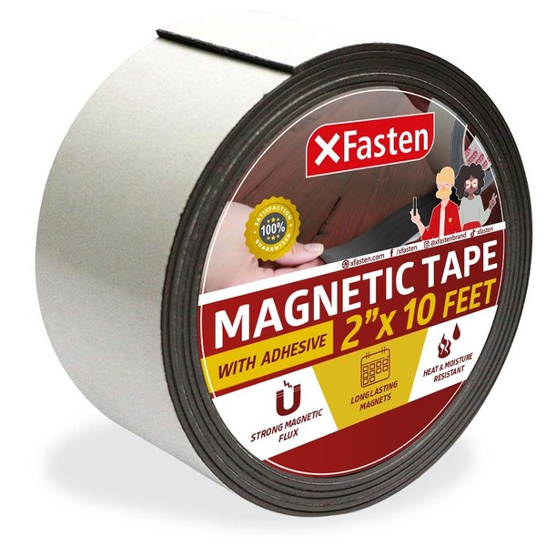 XFasten Strong Magnetic Tape for Whiteboard, 2-Inch X 10-Foot Magnetic