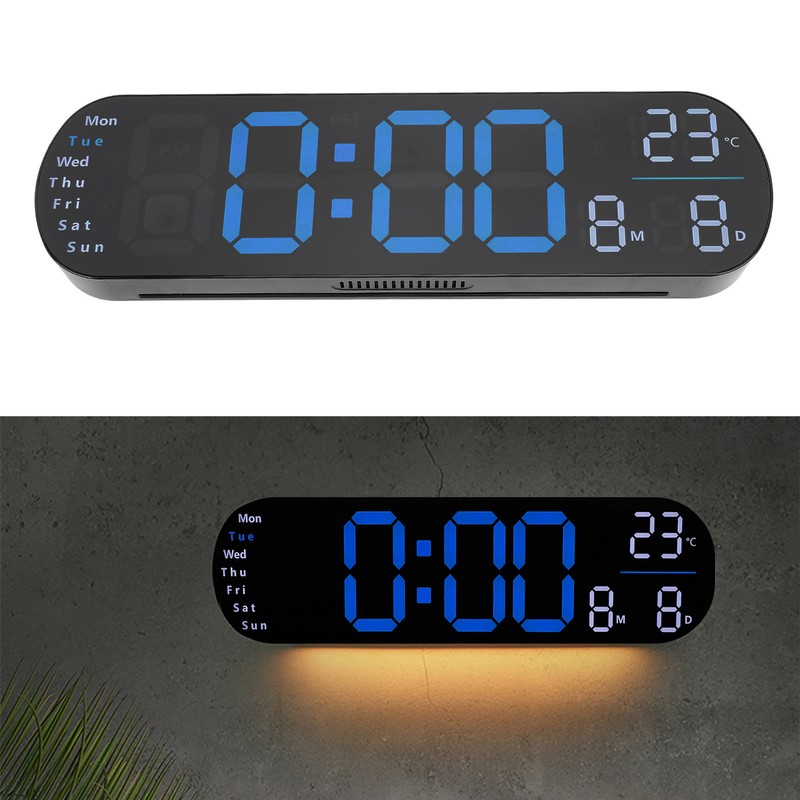 Digital Wall Clock Large Display with Remote Control Auto Brightness
