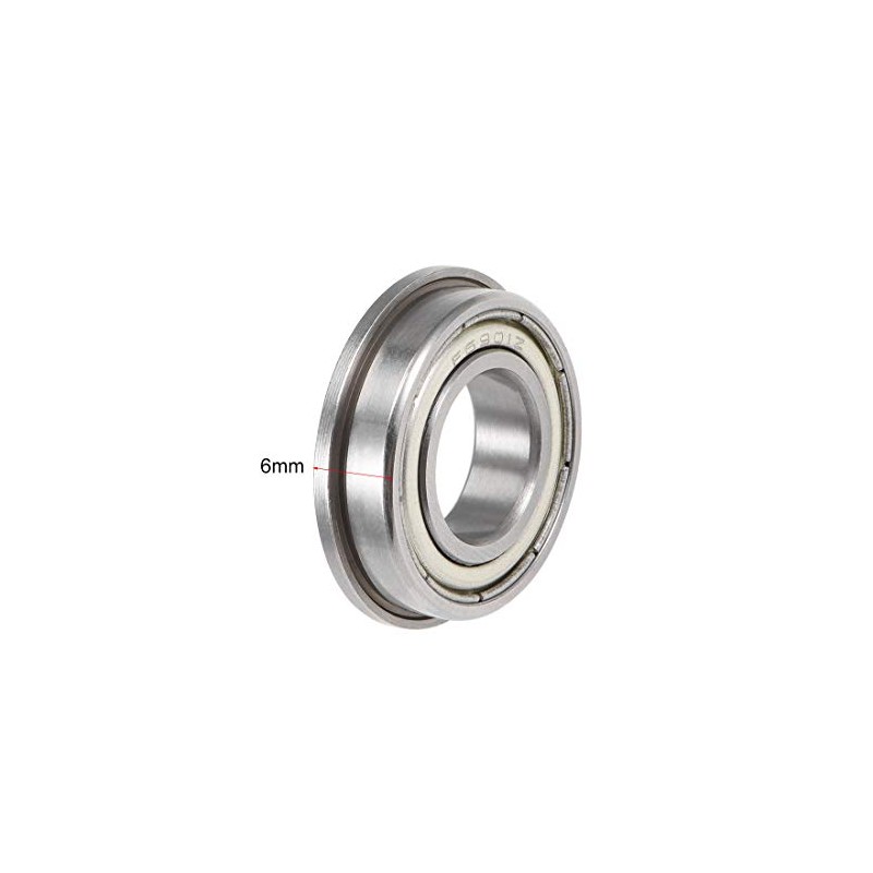 uxcell Flanged Ball Bearings 12x24x6mm Double Shielded Chrome Steel Bearing,