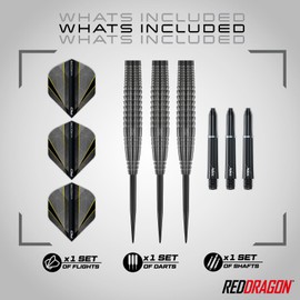 RED DRAGON Darts - Seren Onyx 4 23g - 90% Tungsten Professional Steel Tip Dart Set with Dart Flights and Dart Shafts