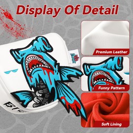 Big Crazy Golf Head Covers, Golf Club Covers Funny, Driver Headcovers, Golf Club Covers, Fairway Woods Head Covers, Hybrids Headcover, Putter Cover with Soft Lining for Golf Gift Hammerhead Sharks