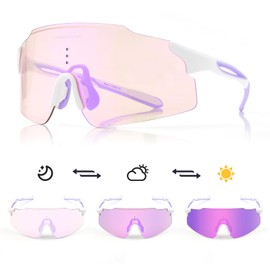 Gafas de sol deportivas fotocrómicas sin marco para hombres y mujeres, protección uv400 montaña para conducir bicicletas pesca (Encantador púrpura)