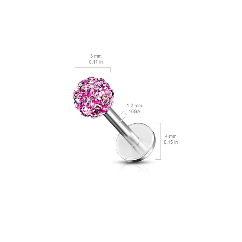 Gekko Body Jewellery Surgical Steel 16 Gauge (1.2mm) Labret Monroe