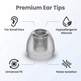 Mijusun Extra Small (XS) Earbuds Tips for Small Ear Canals, Universal Silicone Replacement Tips – 4 Black + 4 Translucent Black, Comfort Fit for in-Ear Earphones