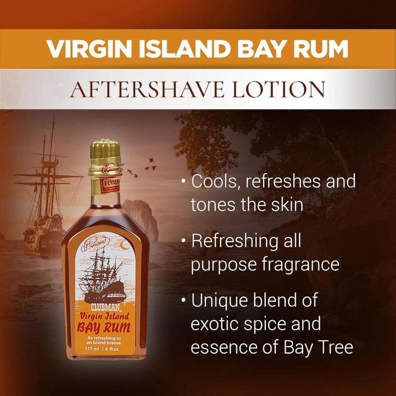 Clubman Pinaud Virgin Island Bay Rum Shave Cologne, 6 fl