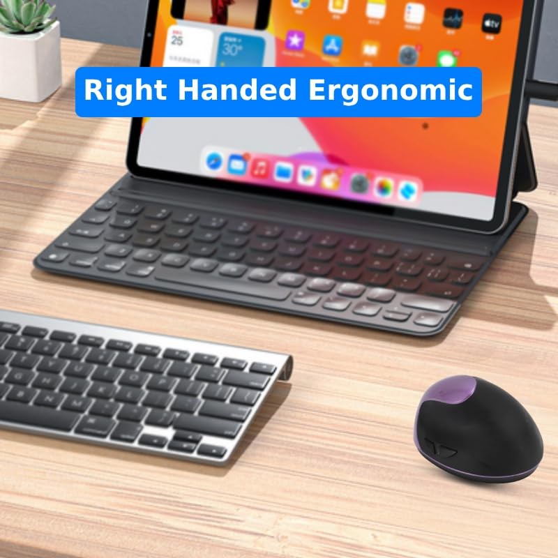 ASHATA Ratón Ergonómico para Diestros, dpi Ajustable, Ratón Vertical Inalámbrico