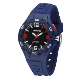 SINAR XB-37-2 Boys' Sports Watch Outdoor Fitness Analogue Quartz 10 Bar with Light Dark Blue Red, Dark Blue-Red, Strap.