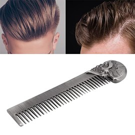Peine de bolsillo para barba, 5.79 pulgadas con patrón de cráneo para hombres, peine de viaje para peinados de aceite suave para cabello, barba, salón