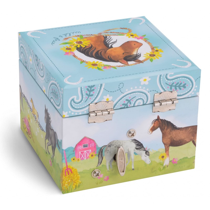Jewelkeeper Girl's Musical Jewelry Storage Box Pullout Drawer, Horse and