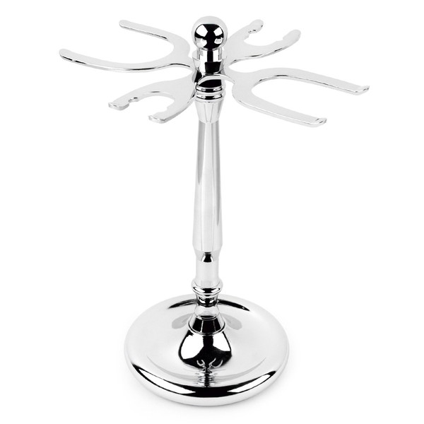 QSHAVE Deluxe 4 Prong Chrome Razor and Brush Stand, Prolong The Life of Your Shaving Brush