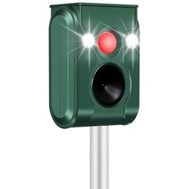 Solar Animal Repeller,5 Modes Ultrasonic & Flashing Light,IP66,Cat Repellent Outdoor for Skunk,Cat,Squirrel,Deer,Snake,Raccoon Deterrent in Yard Garden Farm