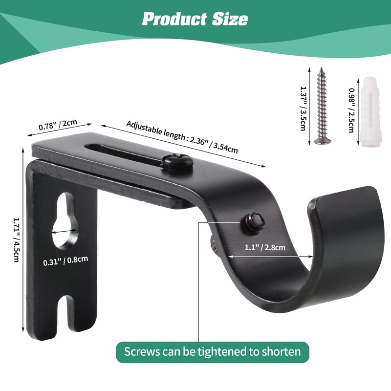 Creatyi Adjustable Curtain Rod Brackets - Heavy Duty 1 Inch