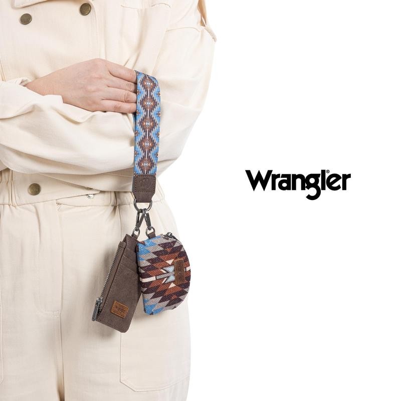 Wrangler Aztec Keychain Wristlet Wallets Western Dual Pouch Wristlet Credit