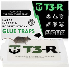 T3-R ​​Sticky Traps for Mice and Insect Glue Boards - Disposable Non-Toxic Glue Traps for Mice and Rats (75 Pack Large)