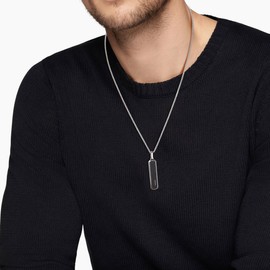 GAVU Men’s Stainless Steel Necklace, Black Tag Pendant Necklace for Men, Tag Necklace for Men 55cm