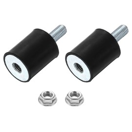sourcing map M8 Rubber Mounts, 2Pcs 24x30mm(DxH) Rubber Cylindrical Anti Vibration Isolator Shock Absorber with Lock Nut for Car Bobbin Generator Air Compressors