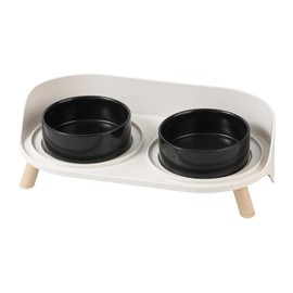 Elevated Ceramic Cat Bowl Set - Raised Double Dishes for Food & Water - Non-Slip Stand & Splash Proof - for Cats & Puppies - 2 x 480 ML - 16.2 OZ