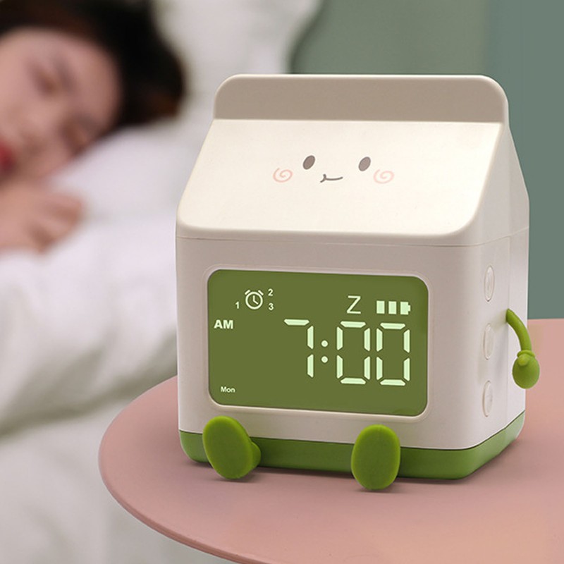 Fun Milk Box Alarm Clock Student Countdown Cartoon Alarm Clock