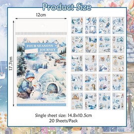 CQQNIU 20 Winter Theme Stickers, Retro Stickers, Scrapbook Stickers, Diy Decoration Stickers, Photo Album Stickers