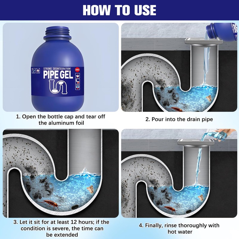 Pipe Bobo Drain Cleaner 10.6OZ, Professional-Grade Drain Clog Remover for