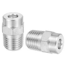 uxcell 2Pcs Pressure Washer Nozzle, Stainless Steel Thread Nozzles Tips, Universal Replacement for Undercarriage Cleaner Water Broom, 1/4 Inch NPT Male, 25 Degree 040 Orifice