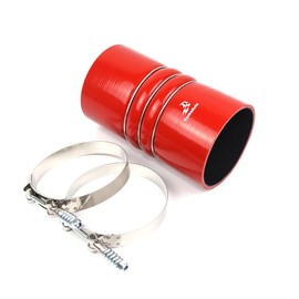 TMKOOL TMKOOL High Temperature 4-Ply Reinforced ID Straight Charge Air Cooler CAC Hose Coupler Silicone 8" Length 100 PSI Maximum Pressure (Red + T Bolt Clamp, 4")