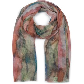 styleBREAKER 01016240 Women's Scarf with Colourful Watercolour Gradient Pattern, Light Summer Scarf, Multicoloured Colour: Blue/Green/Orange, Terracotta-green-blue