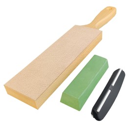 Leather Strop for Knife Sharpening - Oversize Double Sided Leather Strop Kit with Ergonomic Handle - Easy to Use Knife Strop with Ergonomic Handle & Stropping Leather Knife Sharpener Guide (SET-C)