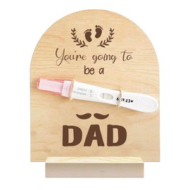 GOMAKERER 1 Pc Wooden Pregnancy Announcement Sign, You're Going to Be A Dad Wooden Pregnancy Test Keepsake with Base & Twine Rope Pregnancy Reveal to Husband Dad to Be Gift for Display