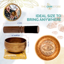 Ohm Store Tibetan Singing Bowl Set with Healing Mantra Engravings  Yoni Meditation Sound Bowl Handcrafted in Nepal  Yoga, Chakra Healing, Stress Relief, Mindfulness