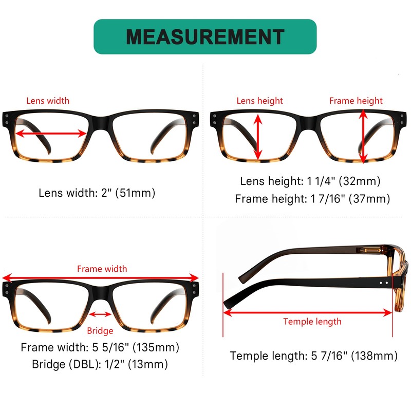 Eyekepper Vintage Reading Glasses for Men - 5 Pack Spring