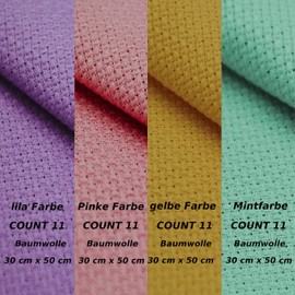 Aida-stoff Virginia Tex Cross Stitch Embroidery COUNT 11, Aida Fabric 100 cm x 150 cm White 100% Cotton, High Quality Fabric for Embroidery and Creative Crafts (Grey)